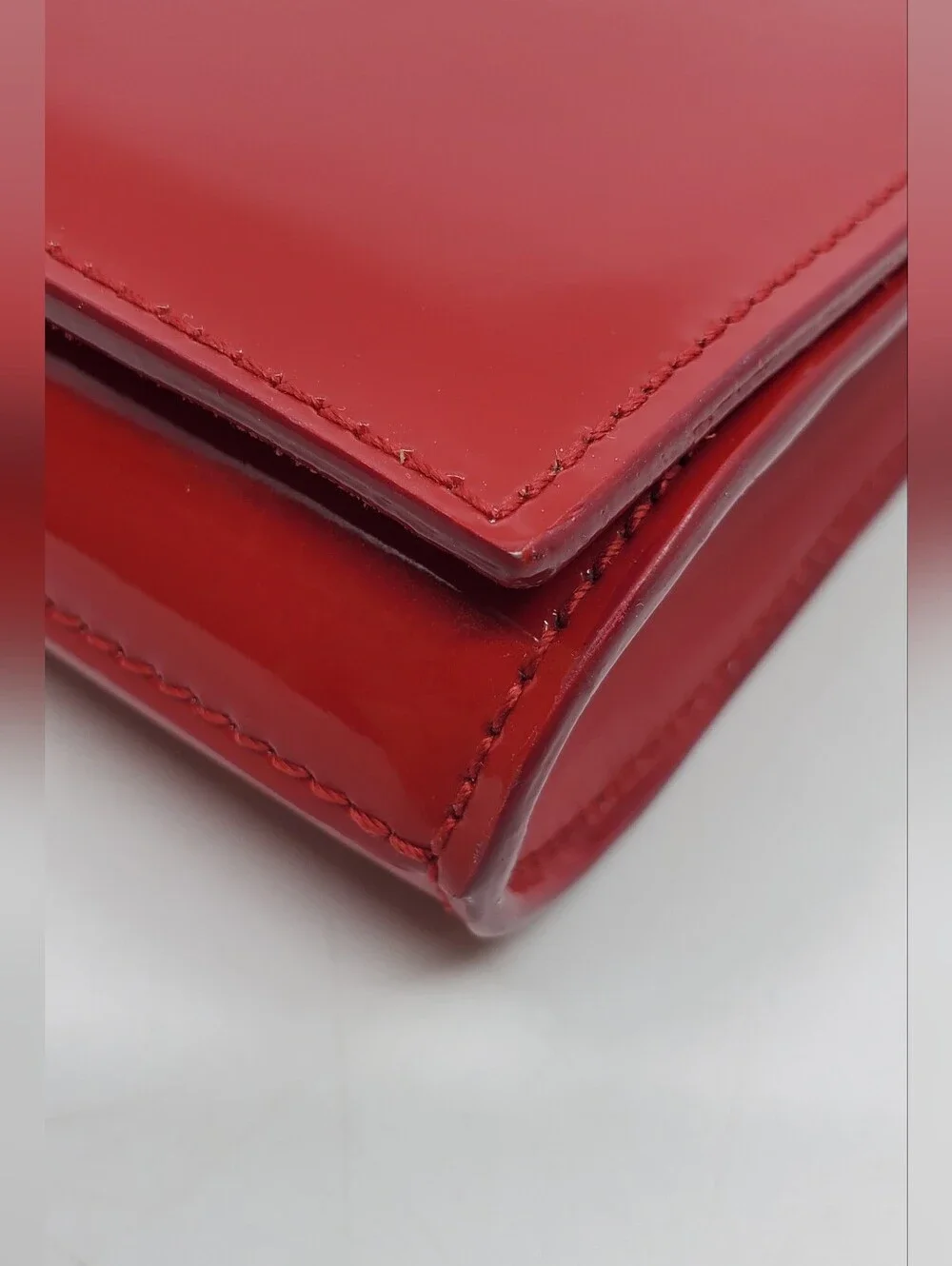 YSL Textured Patent Monogram Large Belle De Jour Clutch Red - Picture 10 of 16